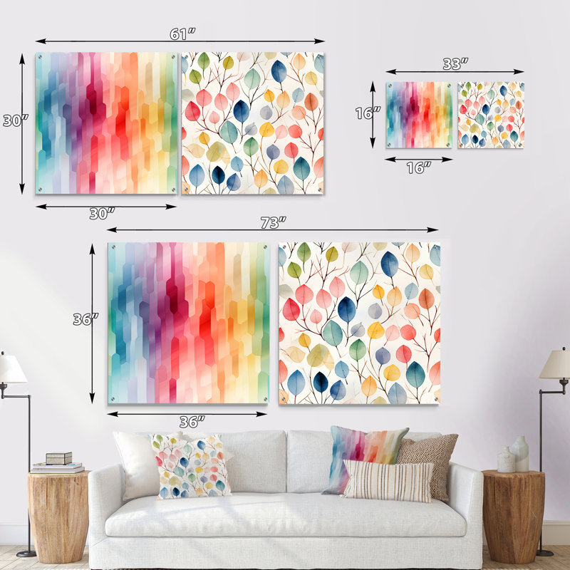 Daandre - Ensemble de 2 peintures murales abstraites en acrylique, H 16 po x l 33 po