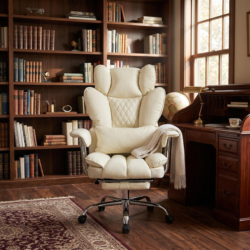 High Back Big & Tall Office Chair with Pocket Spring Cushion, Adjustable Armrests, Lumbar Support & Footrest – PU Leather