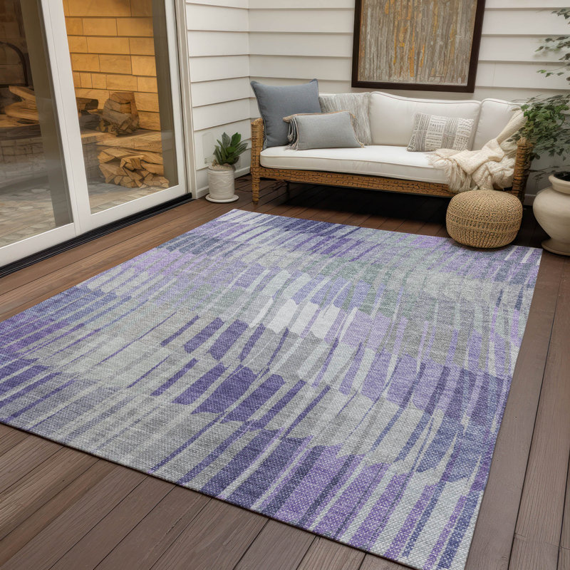 Machine Washable Indoor/Outdoor Huseby ACN2271 Stripes Rug, Rectangle 10' x 14'
