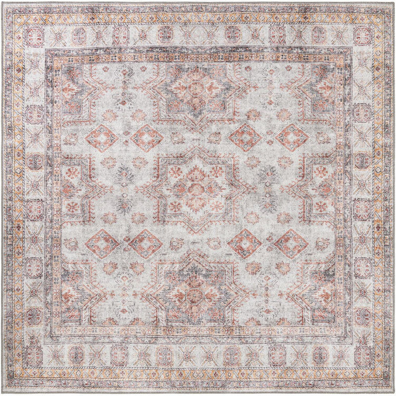 None Huguenot Area Rug Ivory Color, Square 7'10"