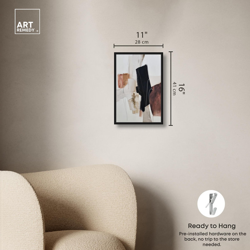 Impression sur toile «Smooth Brush III Boho Decor» par Art Remedy, Structure noire, H 15 po x l 10 po