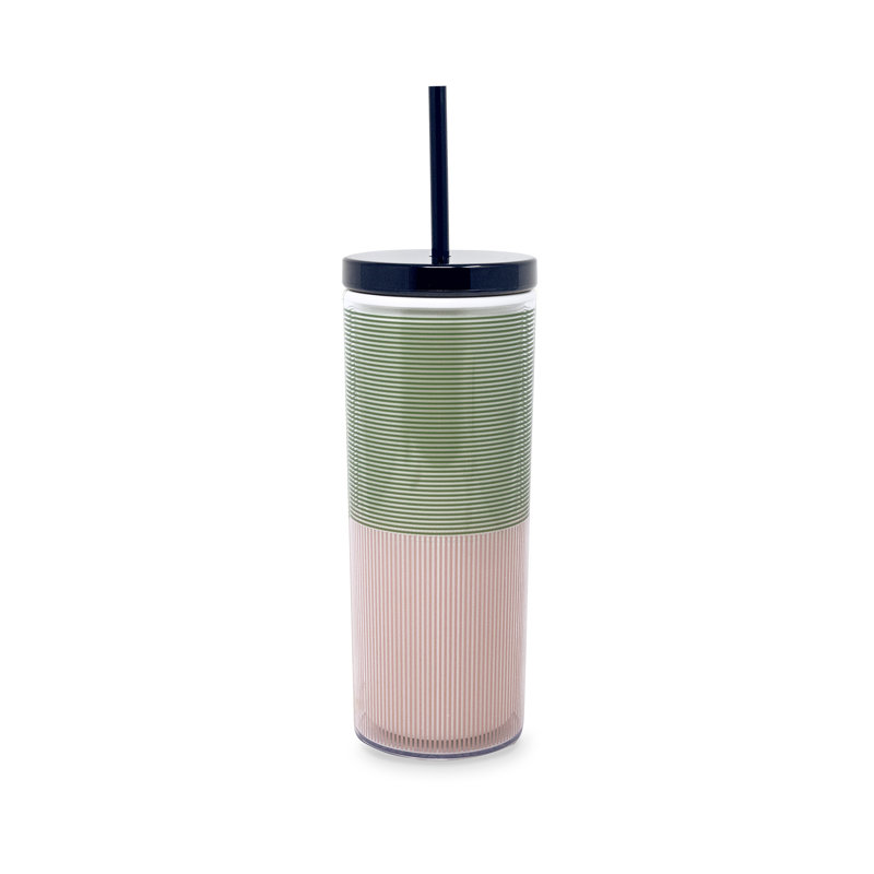 Acrylic Tumbler With Straw, Petite Stripe