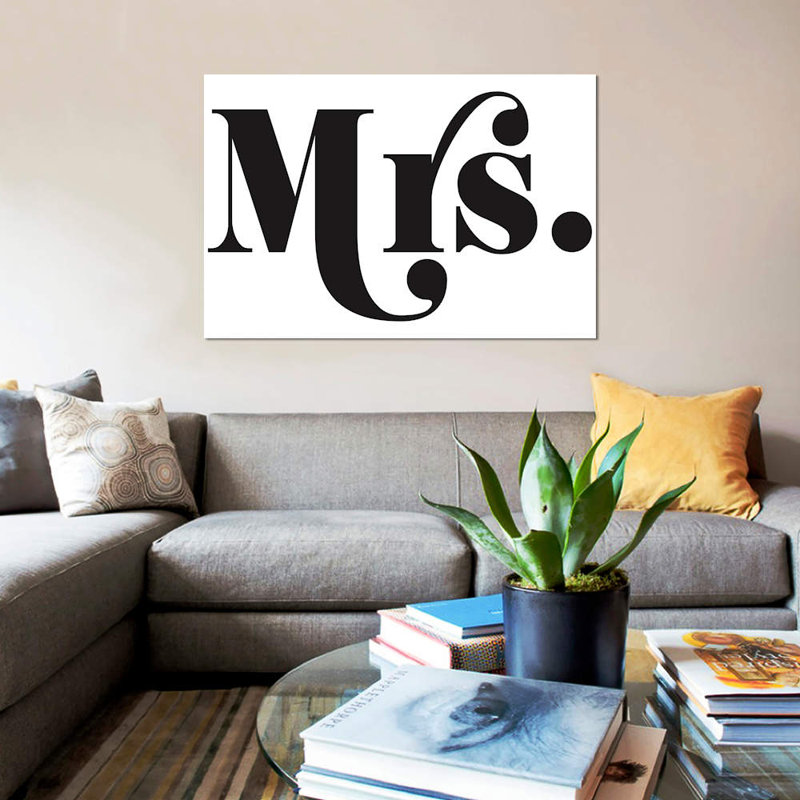 « mme », art textuel sur toile, H 8 po x l 12 po x P 0,75 po, Toile tendue, Pas de tapis