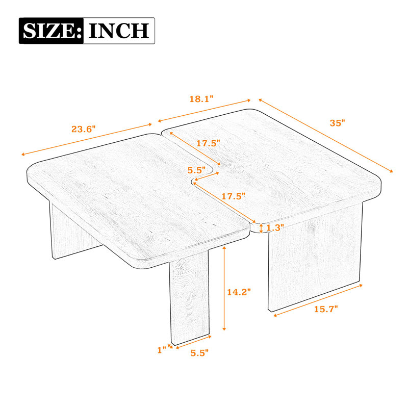 Ensemble de table basse moderne et minimaliste, table basse rectangulaire avec motif d'épissure, table de combinaison multifonctionnelle