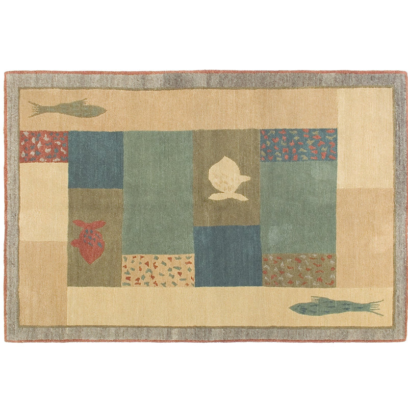 Lagoon Wool Geometric Area Rug in Blue/Gold, Rectangle 11' x 17'