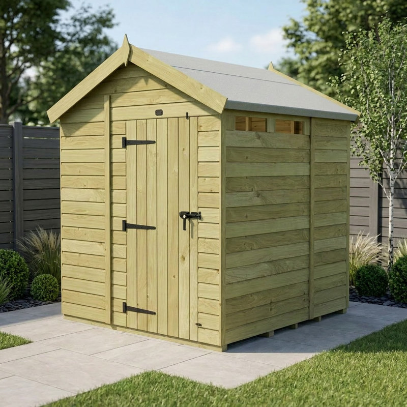 Total Sheds 6ft x 6ft Security Apex Shed - Heavy-Duty Hasp Staple Anti-Tamper - Pressure Treated Timber - UK Manufactured