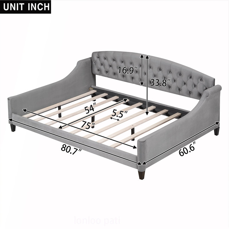 Modern Luxury Tufted Button Daybed, Twin with Durable Plywood Frame and Multifunctional Design for Versatile Use, Full