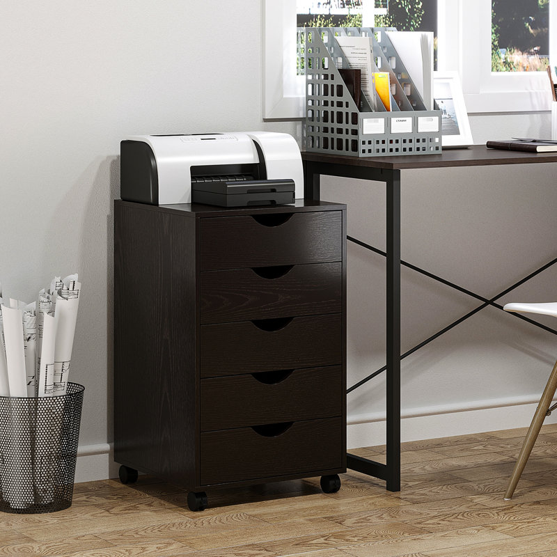 Nordic Style 5 Drawer File Cabinet, Brown - Functional Storage Option For Office & Home Minimalist Elegant And Space