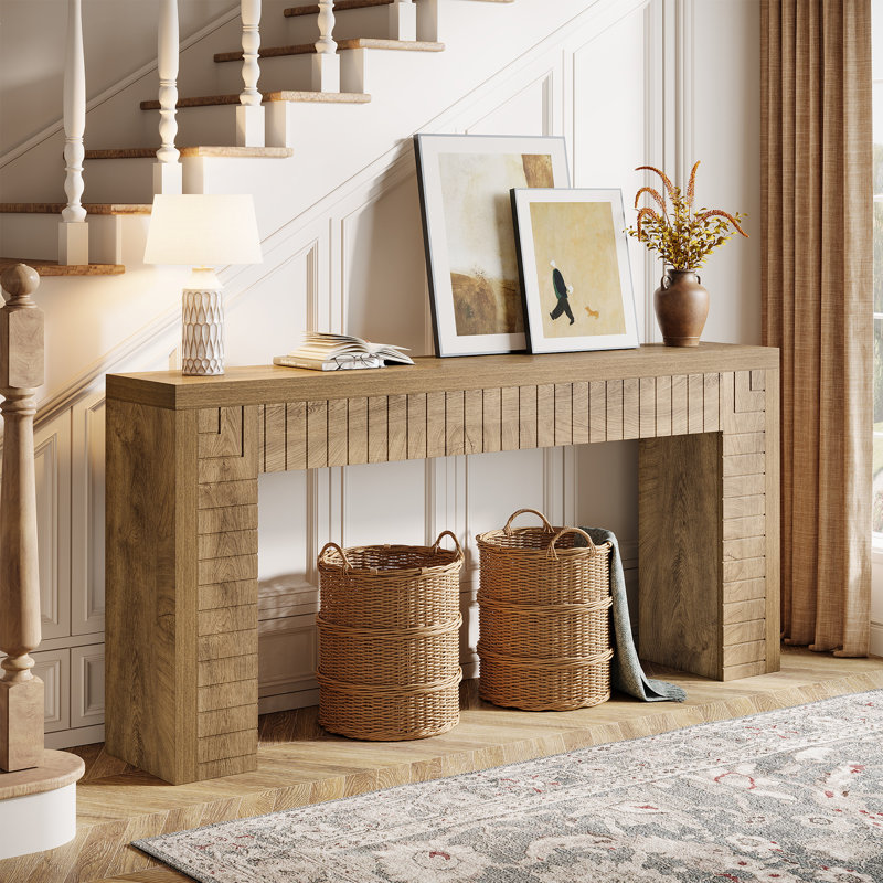 Console extra longue 70,9 pouces pour le vestibule, table de ferme derrière le canapé