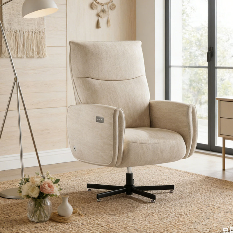 Fauteuil inclinable électrique pivotant, Blanc beige
