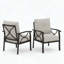 Ensemble de 2 fauteuils en métal toutes saisons avec coussins beiges moelleux, design moderne-420171662-420171663