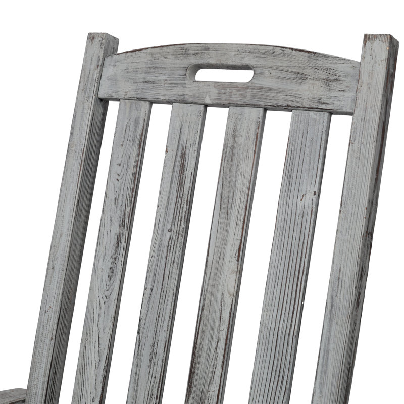Chaise berçante de patio en bois avec assise large et dossier haut, Gris clair