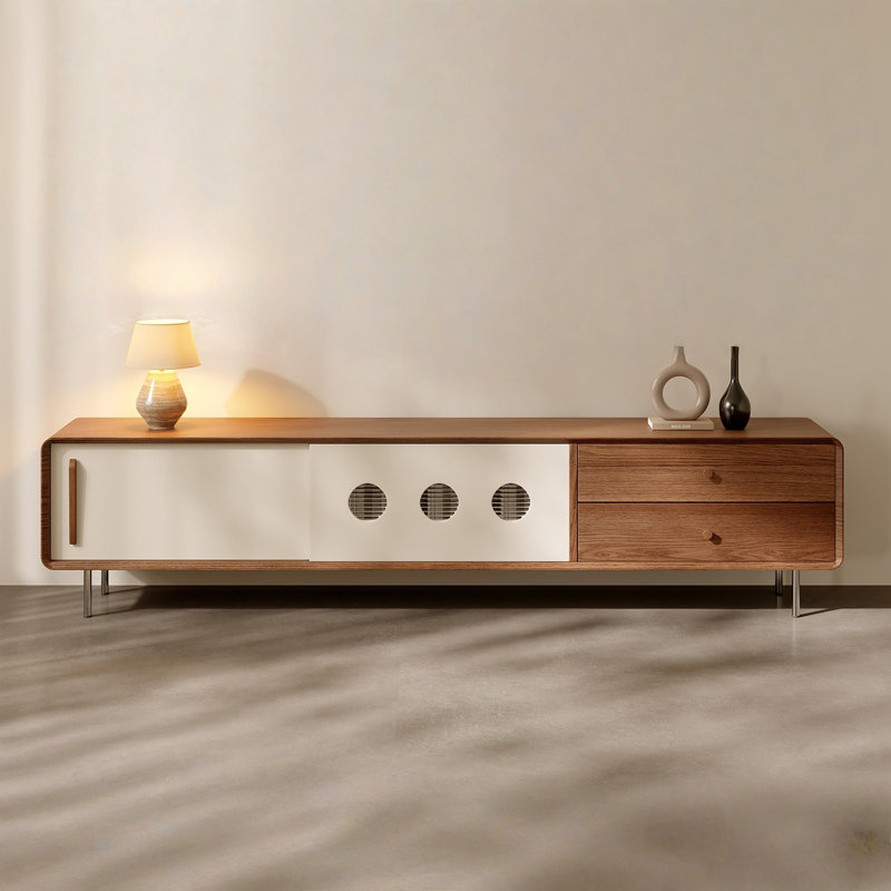Meuble télé créatif et simple, Brun noisette / blanc cassé