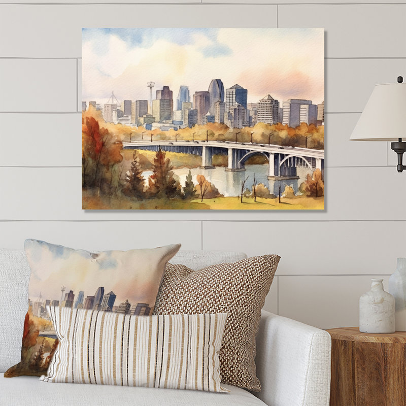 Edmonton Landscape - reproduction d'art canadienne en métal, H 16 po x l 32 po x P 1 po