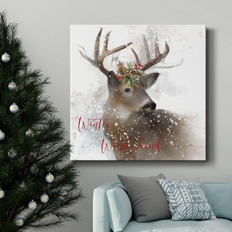 Winter Wonderland - Toile tendue avec châssis de cerf de qualité supérieure - prête à être accrochée