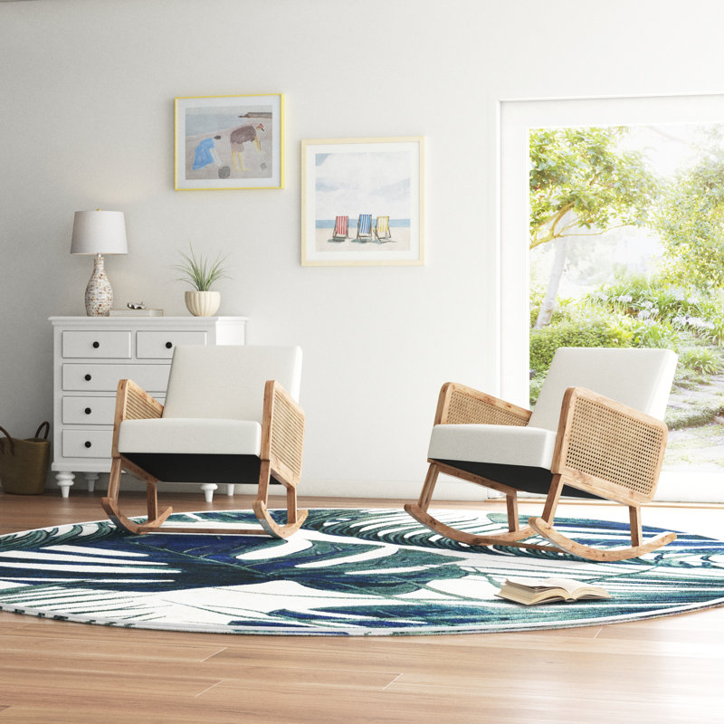 Chaise berçante Adena, Velours ivoire