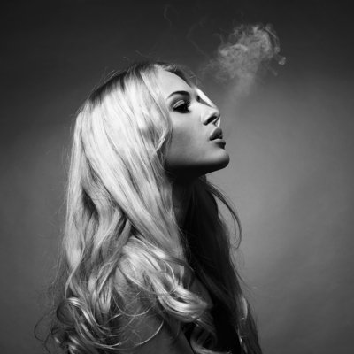 Beautiful Lady Smoke by Egorr - Wrapped Canvas Print