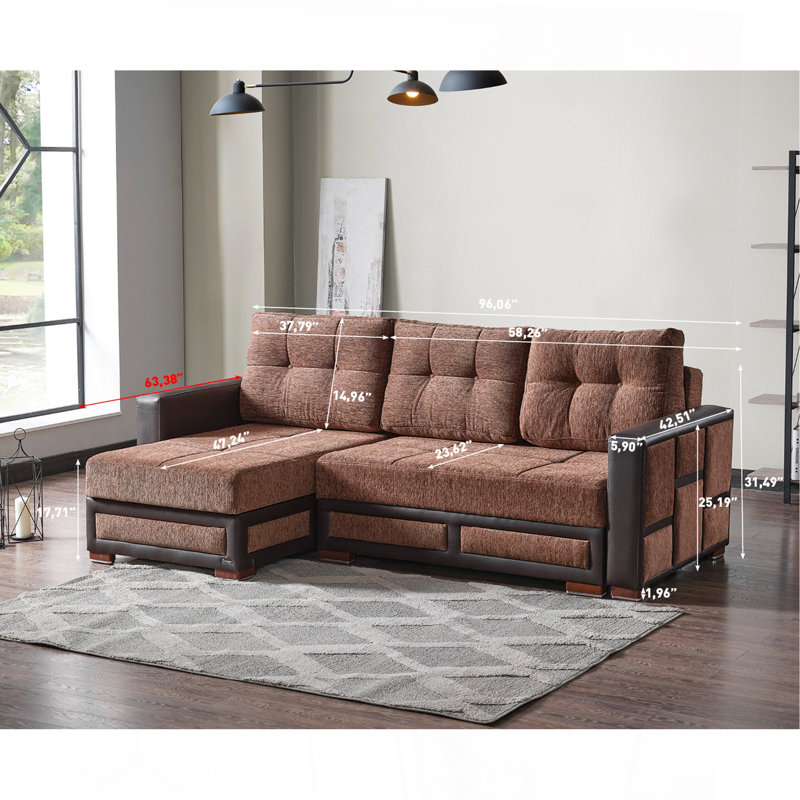 Canapé modulaire rembourré Primenest Urbanedge avec rangement, Chenille brun