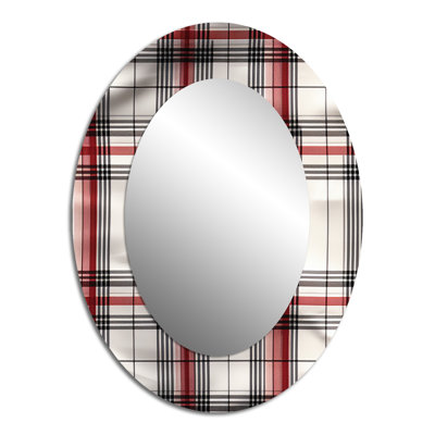 Rustic Farmhouse Plaid - Red Oval Wall Mirror Decor
