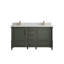 60 po X P 22 po D Meuble-lavabo à double cuve en étain vert avec 2 quartz gris Piatra-74804032