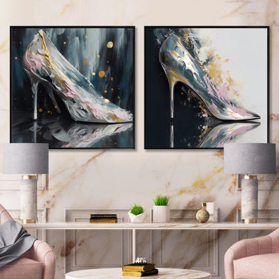Pink High Heel Enchantment - Fashion Square Collage Set Of 2