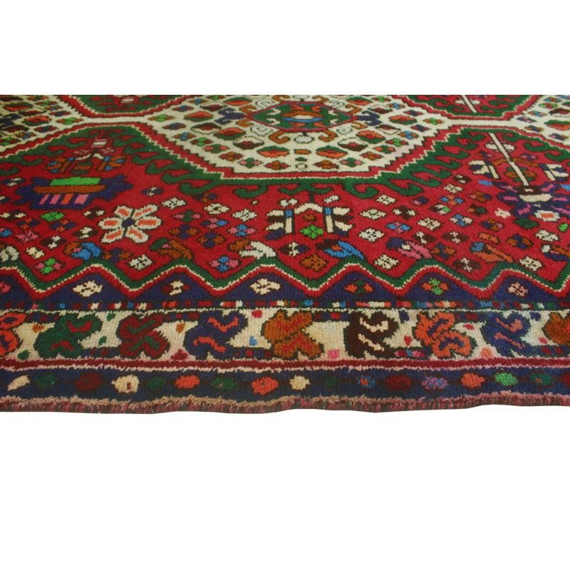 One-of-a-Kind 3'8 x 9'6 New Age Runner Wool Area Rug in Green and Ivory