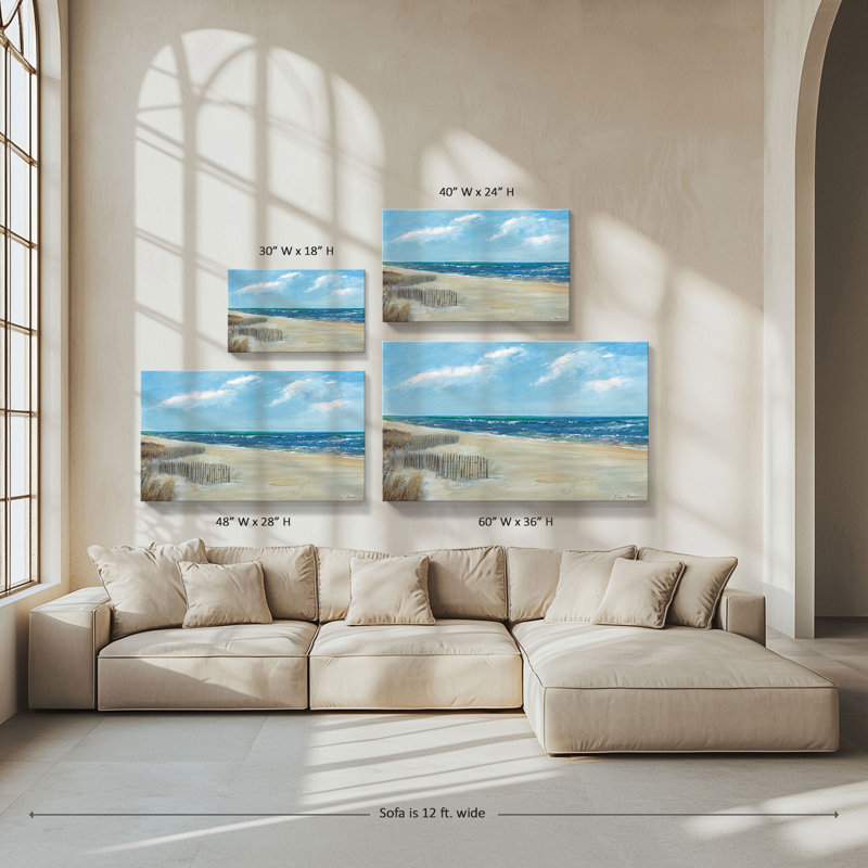 "Beach Fences" by Ruane Manning Print on Canvas, H 36 po x l 60 po x P 1,5 po