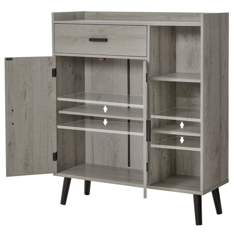 usikey Storage Cabinet with 4 Removable Storage Spaces and 1 Door, Accent  Floor Cabinet with Adjustable Shelves, Cupboard for Living Room, Rustic