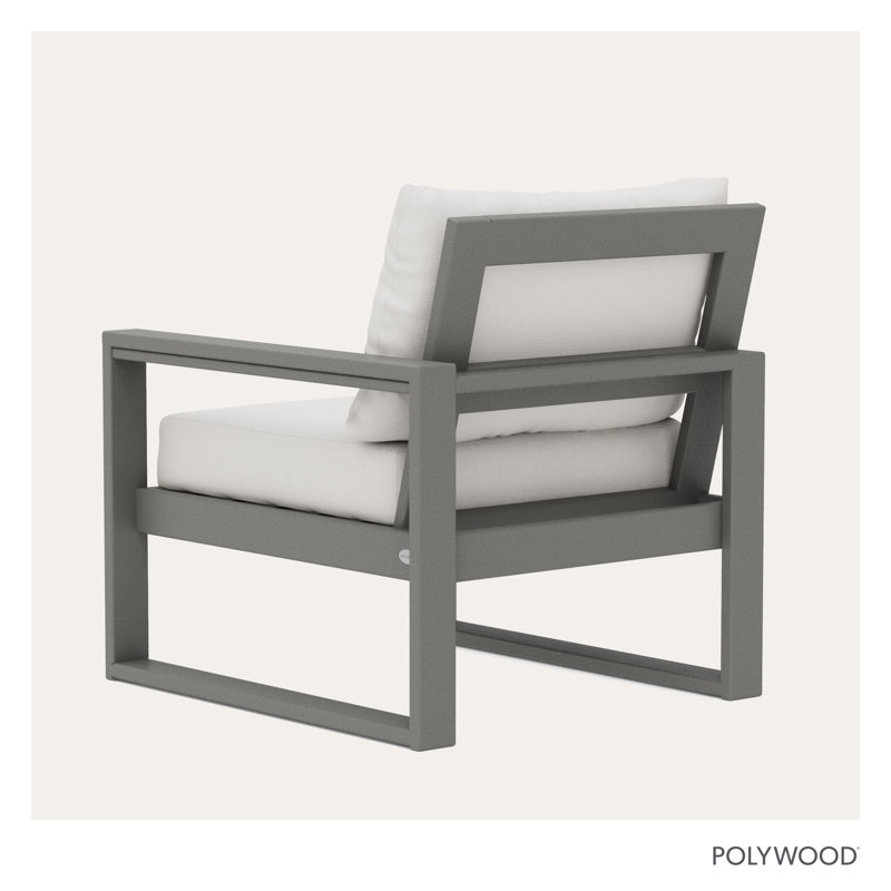 POLYWOOD Outdoor Lounge Chair, Natural Linen Revolution® Microfiber, Slate Gray