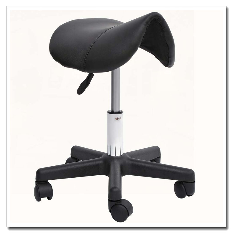 Tabouret ergonomique en similicuir à roulettes avec pivot et hauteur réglable
