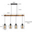 Ajeta 4‑Light Burnt Wood Kitchen Island Pendant