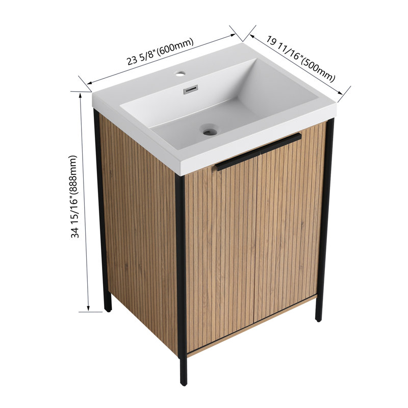Meuble-lavabo autoportant avec lavabo en résine