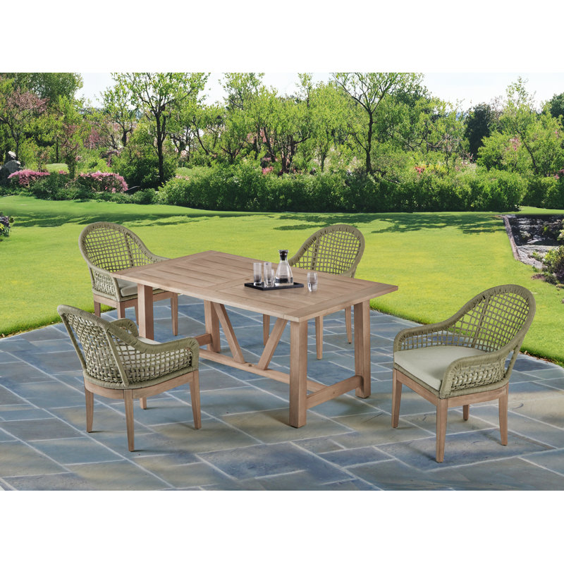 Ensemble de patio extérieur en bois d'acacia rustique, Gris, 4
