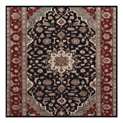 Machine Washable Persian Black Area Rug