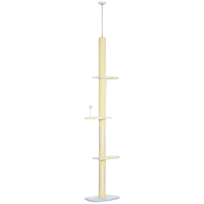 220-260cm Kitten Tower Multi-Layer Floor to Ceiling Cat Tree Yellow