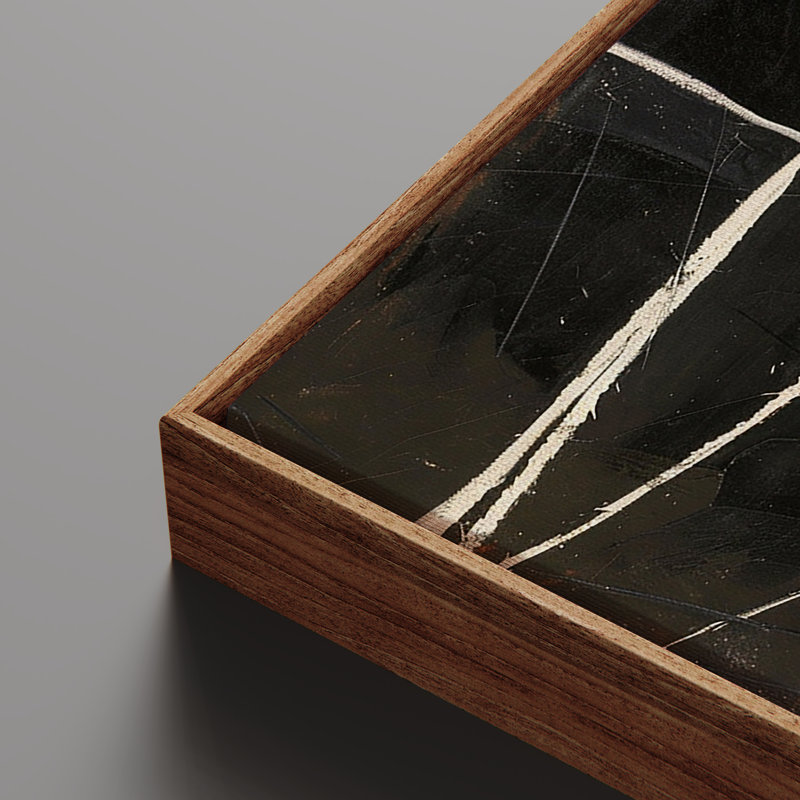 «Neutral Minimalist Landscape Line Abstract Beige Black Contemporary Calm», reproduction d'art encadrée, H 36 po x l 24 po