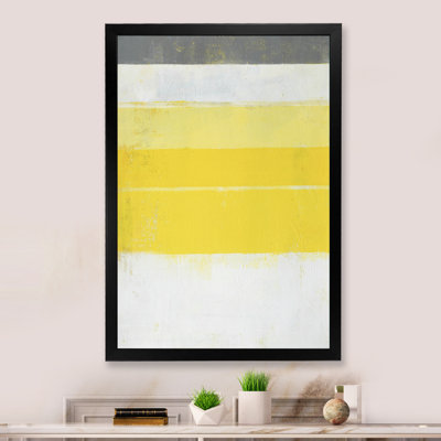 Yellow Meets White Abstract Bands - Modern & Contemporary Canvas Art Print