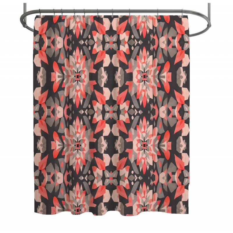 Rideau de douche à motif géométrique kaléidoscope, H 73 po x l 70 po
