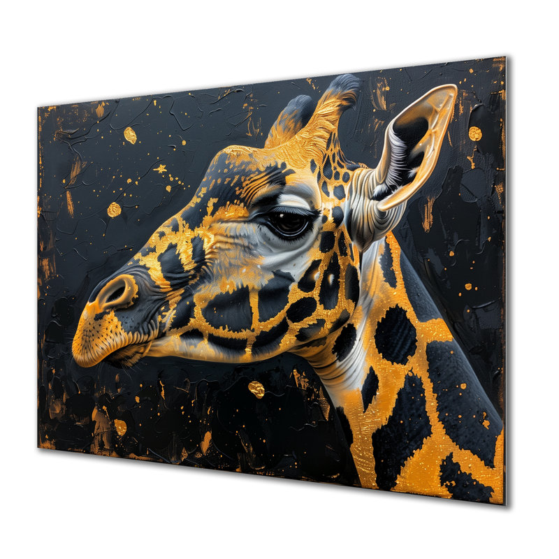 Eduarda - Décoration murale girafe, H 34 po x l 44 po x P 1,5 po, Métal métal