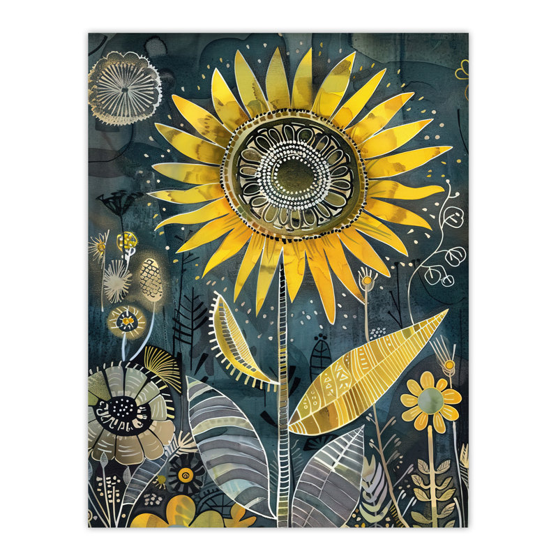Mandala Pattern Sunflower Design Wall Art Print