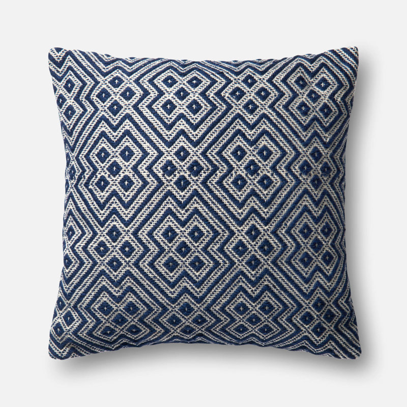 Indoor/Outdoor Geometric Throw Pillow, Navy