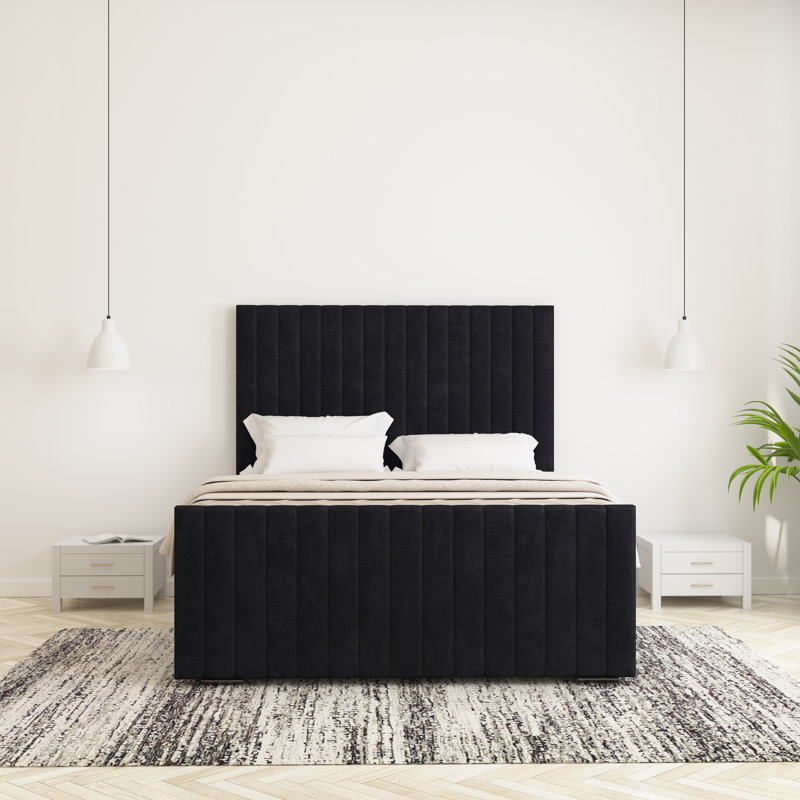 Upholstered Bed, Black, Single (3')