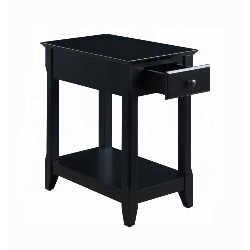 Symmons 1-Drawer Side Table with Bottom Shelf, Black
