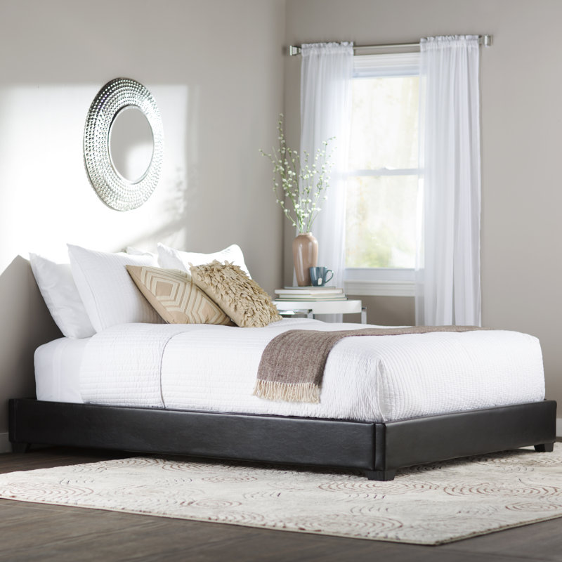 Alex Vegan Leather Bed, Full, Black Faux Leather