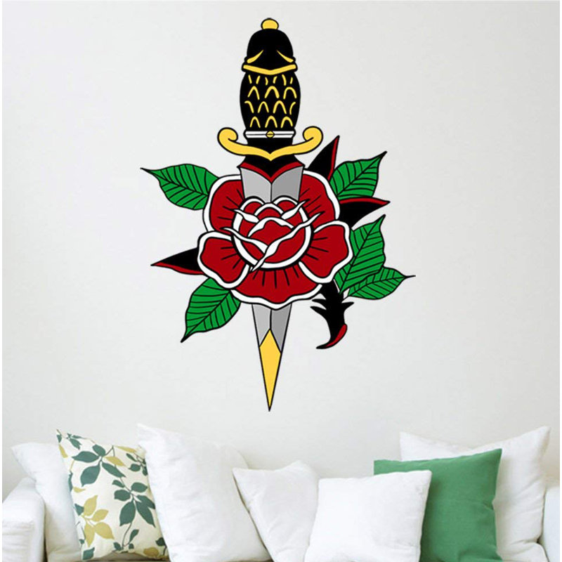 Décalcomanie murale American Traditional Dagger, H 22 po l 16 po