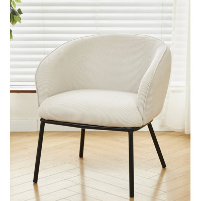 Corduroy upholstery metal leg armchair