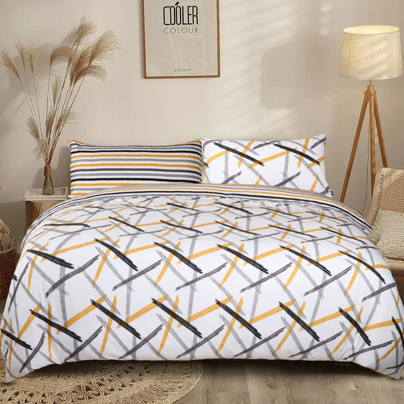 Aspire Homeware Reversible Striped Duvet Cover Set with Pillowcases for Modern and Stylish Bedroom Decor