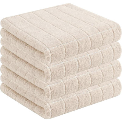 100% Cotton Terry Kitchen Towels Checkered Designed, Soft And Super Absorbent Dish Towels, 4 Pack