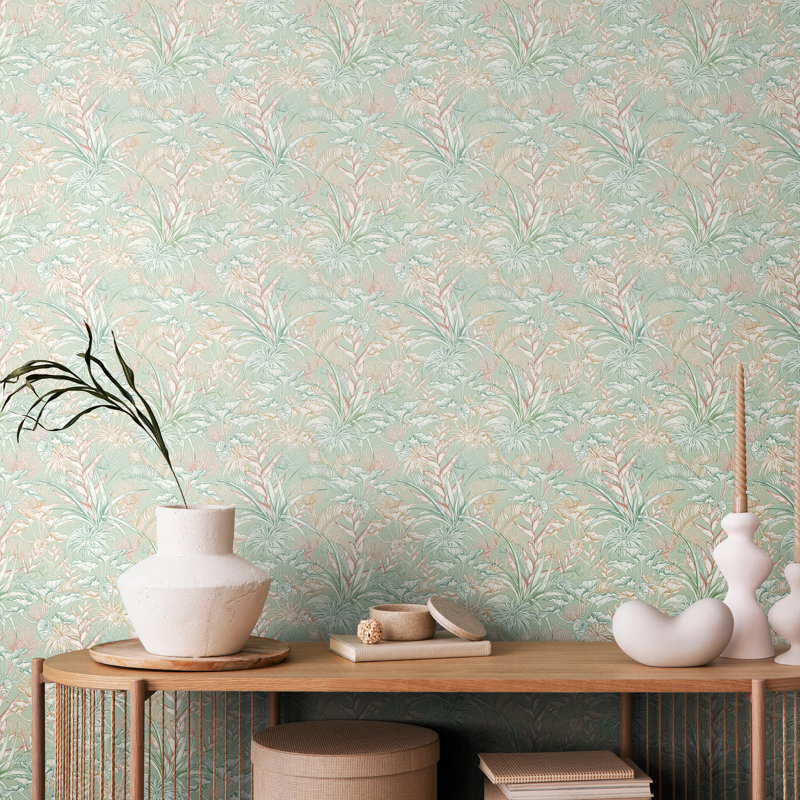 Tropical Canopy - Teal & Navy, Oyster/Chalk