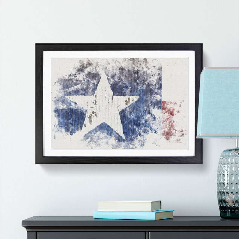 Flag of Texas - Picture Frame Painting Print, 40cm H x 60cm W x 2cm D, Black Framed